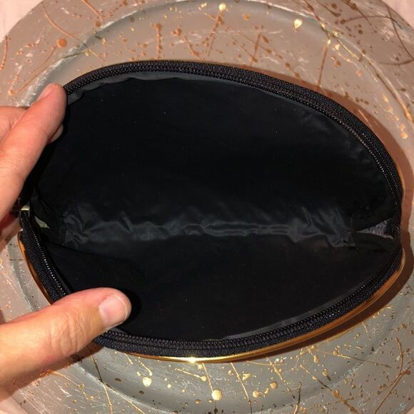 Paris Faux Patch Leather Black Gold Metallic Nesting Travel Bags - Picture 4 of 13